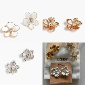 NWT J.Crew Enamel Pansy Post Earrings, SET of 3!!!